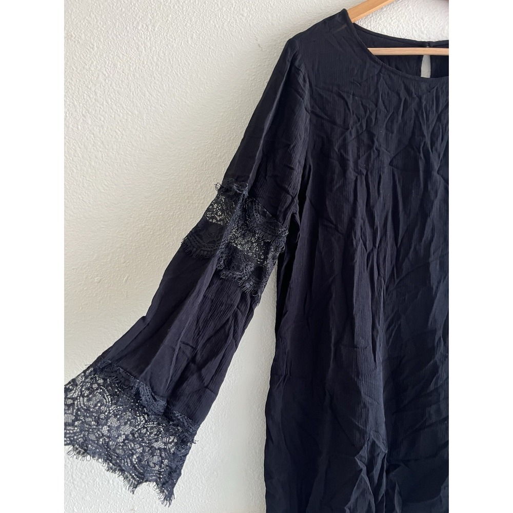 Neiman Marcus NWT Black Laced Long Sleeve Top Size Large Goth Whimsigoth